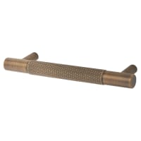 Alexander & Wilks Brunel 13mm Knurled T-Bar Cabinet Pull Handle - 96mm Centres - Antique Brass