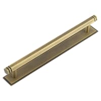 Hoxton by Frelan Nile 15mm Hex T-Bar Cabinet Pull Handle on Stepped Backplate - 224mm c/c - Antique Brass