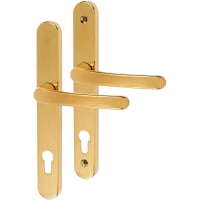 TSS uPVC Multipoint Door Handle - Long Plate - 200mm Bolt c/c - 92mm c/c - Polished Brass