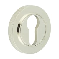 Burlington BUR61 by Frelan Escutcheon on Knurled Rose - 53mm Diameter - Euro - Polished Nickel