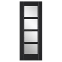 LPD Vancouver 4 Light Clear Glazed Pre-Finished Solid Internal Door - 1981 x 838 x 35mm - Black