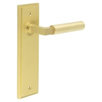 Burlington by Frelan Satin Brass Fire Rated Latch Door Handles - Westminster - 200 x 55mm