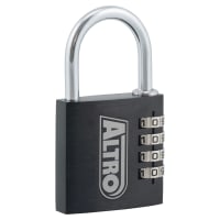 Altro 4 Dial Combination Padlock - 40mm Body - 27.5 x 24.5mm Shackle - Keyed to Differ
