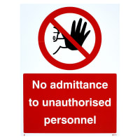 Altro No Admittance Authorised Personnel Only Sign - 300 x 400mm - Rigid Plastic