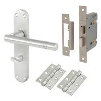 Touchpoint Satin Chrome Bathroom Lock Door Handles Pack - Bologna Range