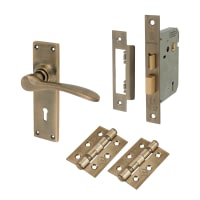Hampstead Antique Brass 3 Lever Sashlock Door Handles Pack - Buckingham Range