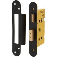 Altro Architectural Bolt Through Bathroom Lock - 65mm Case - 44mm Backset - Radius - Matt Black