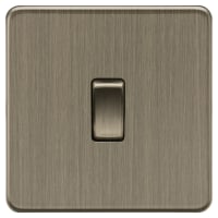 Knightsbridge 10AX 1 Gang Screwless Flat Plate Double Pole Light Switch - Antique Brass