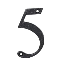 76mm Screw Fix Door Numeral - 5 - Antique Black Iron