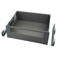 Blum MERIVOBOX BLUMOTION E Height Soft Close Drawer - Smoked Glass & Fronts - (H) 192 x (D) 450 x (W) 552mm - Grey