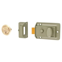 TSS Traditional Nightlatch - 60mm Backset - Green Case/Polished Brass Cylinder