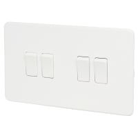 Knightsbridge 10AX 4 Gang Screwless Flat Plate Light Switch - Matt White