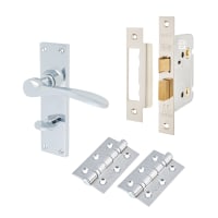 Hampstead Polished Chrome Bathroom Lock Door Handles Pack - Buckingham Range
