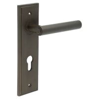 Burlington by Frelan Dark Bronze Fire Rated DIN Euro Lock Door Handles - Richmond - 200 x 55mm