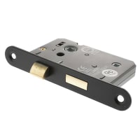 Atlantic Fire-Rated Bolt Through Bathroom Lock - 65mm Case - 45mm Backset - Radius - Matt Black
