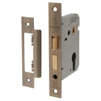 Touchpoint Contract Bolt Through Euro Profile Sashlock - 76mm Case - 57mm Backset - Antique Brass