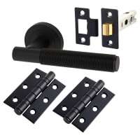 Altro Matt Black Reeded Latch Door Handles Pack - Lily Range