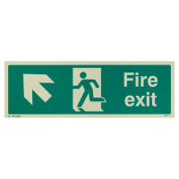 Altro Photoluminescent Fire Exit Running Man Arrow Up Left Sign - 450 x 150mm - Rigid Plastic