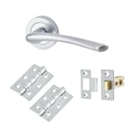 Touchpoint Satin Chrome Latch Door Handles on Rose Pack - Rimini Range