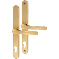 TSS uPVC Multipoint Door Handle - Long Plate - 240mm Bolt c/c - 92mm c/c - Polished Brass
