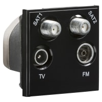 Knightsbridge 1 Gang TV + 2 x F type Satellite + FM/DAB Quadplexer Euro Module - Black