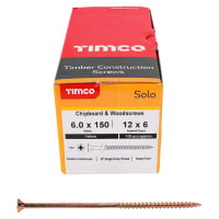 TIMCO Solo Chippy Pozi Countersunk Wood Screws - 6.0 x 150mm - Yellow Zinc - Pack of 100