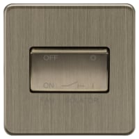 Knightsbridge 10A 1 Gang Screwless Flat Plate Triple Pole Fan Isolator Switch - Antique Brass