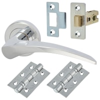 Serozzetta by Carlisle Brass Polished Chrome Latch Door Handles on Rose Pack - Olivier Range