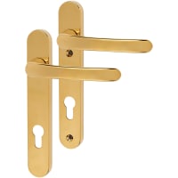 TSS uPVC Multipoint Door Handle - 122mm Bolt c/c - 92mm c/c - 212 x 34mm - Polished Brass