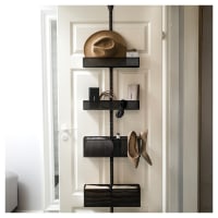 elfa Wardrobe & Over Door Storage Kit - 1 Twin Slot Wall Upright & 7 Mesh Baskets - Graphite