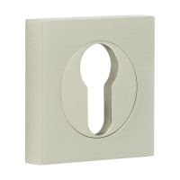 Burlington BUR61 by Frelan Square Escutcheon on Plain Rose - 52 x 52mm - Euro - Satin Nickel