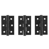 Atlantic Twin Ball Bearing Grade 7 Butt Fire Door Hinge - 76 x 51 x 2mm - Matt Black - Pack of 3