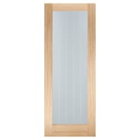 LPD Mexicano Pattern 10 Clear Glazed & Frosted Lines Unfinished Internal Door - 1981 x 838mm - Oak