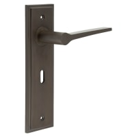 Burlington by Frelan Dark Bronze Fire Rated Keyhole Lock Door Handles - Knightsbridge - 200 x 55mm