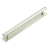 Hoxton Frelan Wenlock 15mm Knurled T-Bar Cabinet Pull Handle on Stepped Backplate - 224mm c/c - Satin Nickel