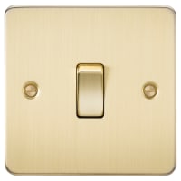 Knightsbridge 10AX 1 Gang 2 Way Flat Plate Light Switch - Brushed Brass