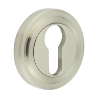 Burlington BUR61 by Frelan Escutcheon on Stepped Rose - 53mm Diameter - Euro - Satin Nickel