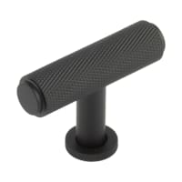 Burlington by Frelan 15mm Piccadilly Knurled T-Bar Cabinet Knob - 55 x 40mm - Black