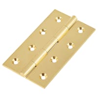 Solid Drawn Butt Door Hinge - 100 x 60 x 2.4mm - Polished Brass - Pair