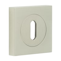 Burlington BUR60 by Frelan Square Escutcheon on Plain Rose - 52 x 52mm - Keyhole - Satin Nickel