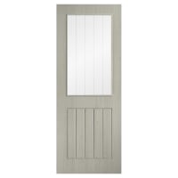 LPD Cottage 1L Clear Glazed with Frosted Lines Pre-Finished Internal Door - 1981 x 686 x 35mm - Grey