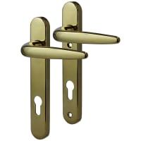 Trojan PVD Gold uPVC Multipoint Door Handles - Short Plate - 92mm c/c - Sparta Range