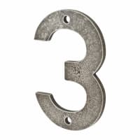 Finesse 76mm Screw Fix Door Numeral - 3 - Pewter