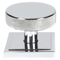 From The Anvil Brompton Polished Chrome Round Knurled Centre Door Knob on Square Rose - 90 x 90mm Rose