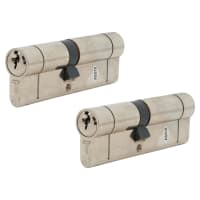 TSS TS007 1 Star 6 Pin 70mm Euro Double Cylinder - 35 + 35mm - Polished Chrome - Keyed Alike