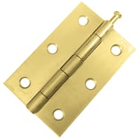Loose Pin Steel Butt Door Hinge - 75 x 50mm - Polished Brass - Pair