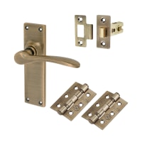 Hampstead Antique Brass Latch Door Handles Pack - Buckingham Range