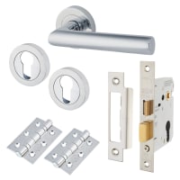 Altro Polished Chrome Euro Lock Door Handle on Rose Pack - Emily Range