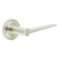 Burlington by Frelan Satin Nickel Fire Rated Door Handles on Round Stepped Rose - Knightsbridge Range