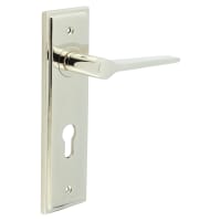 Burlington by Frelan Polished Nickel Fire Rated DIN Euro Lock Door Handles - Knightsbridge - 200 x 55mm